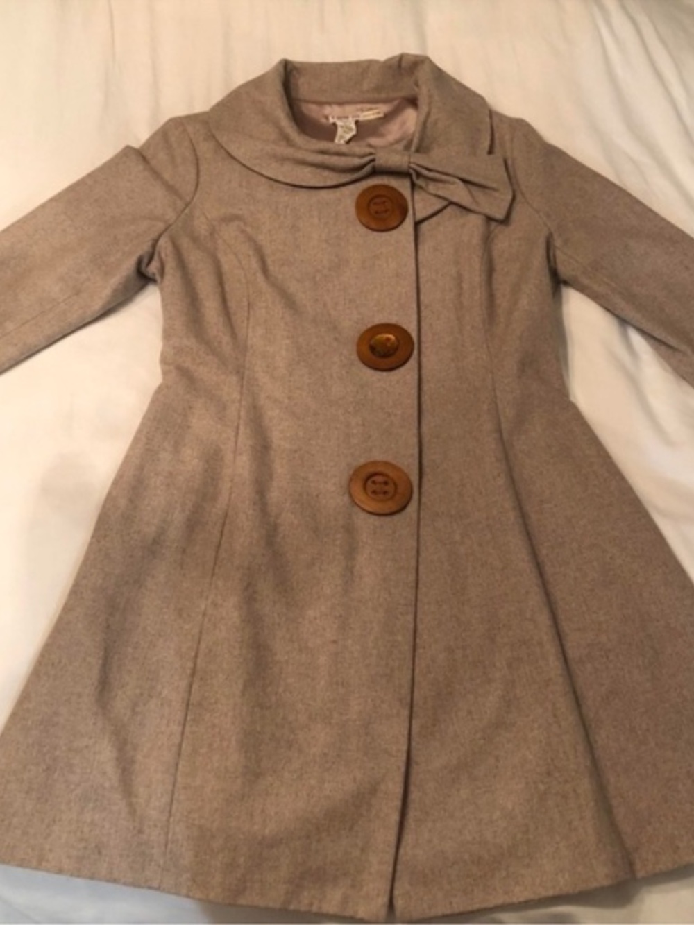 Y Apparel Women’s Wool Blend Jacket Grey with Wood Buttons Size Medium